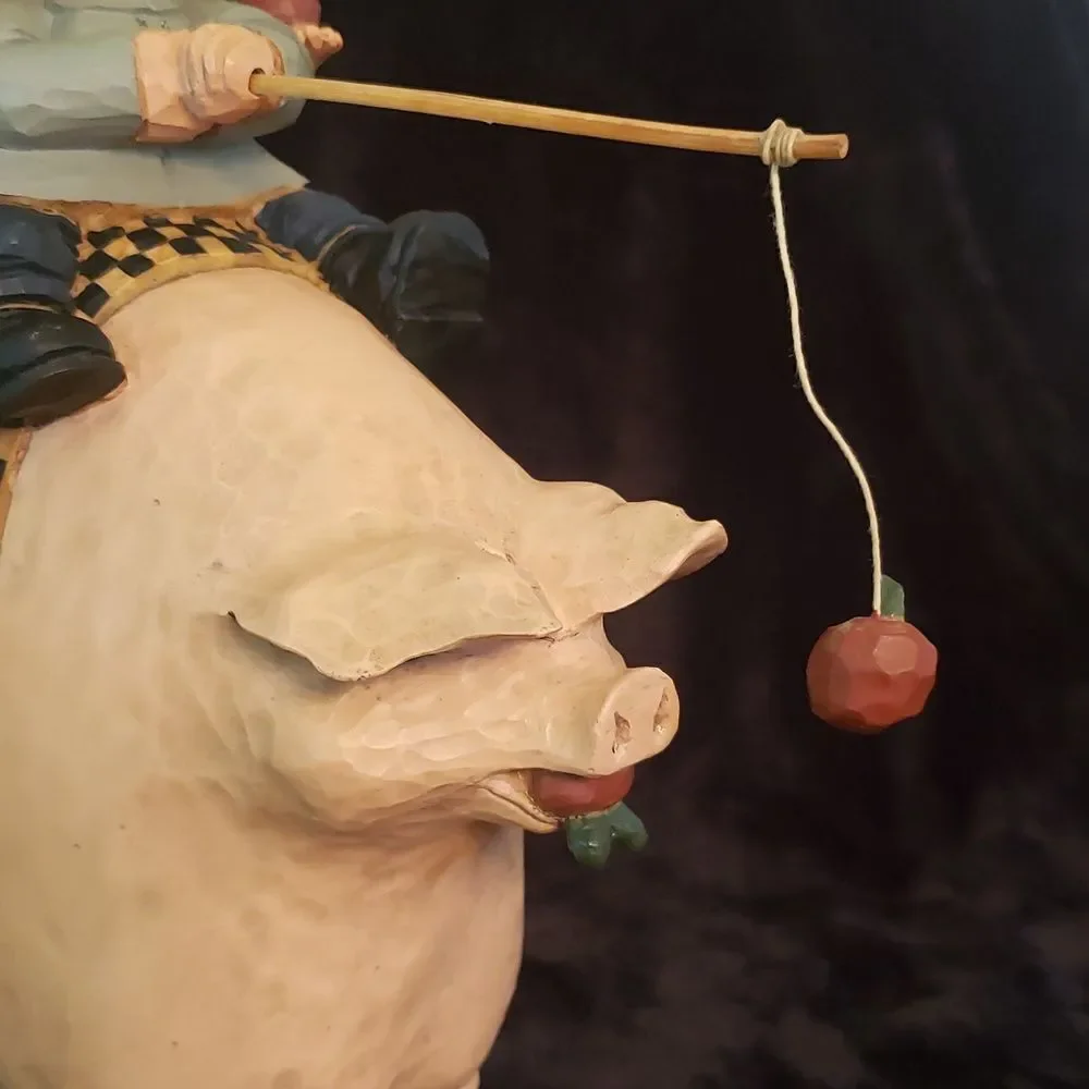 RARE Vtg 1997 Williray Studio Farm Couple Riding Giant Pig - WW3034 Original Box